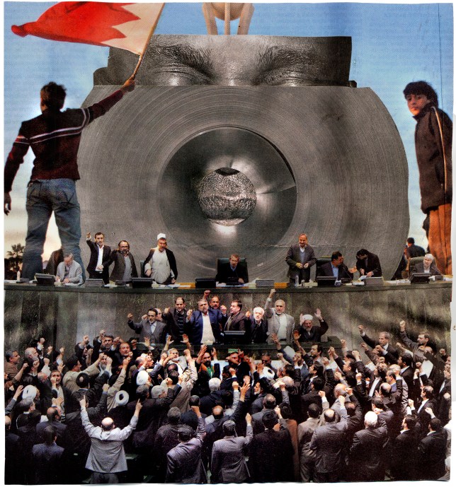 (Leader Derides Protests) NYT 2-16-11 - BSC 2-21-1  9 3-8x10"  FRONT